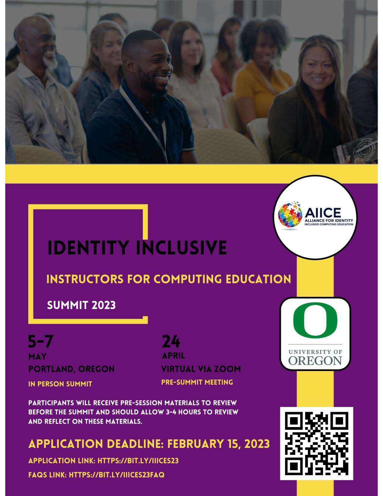 Education Summit Identity Inclusive Instructors for Computing Flyer2